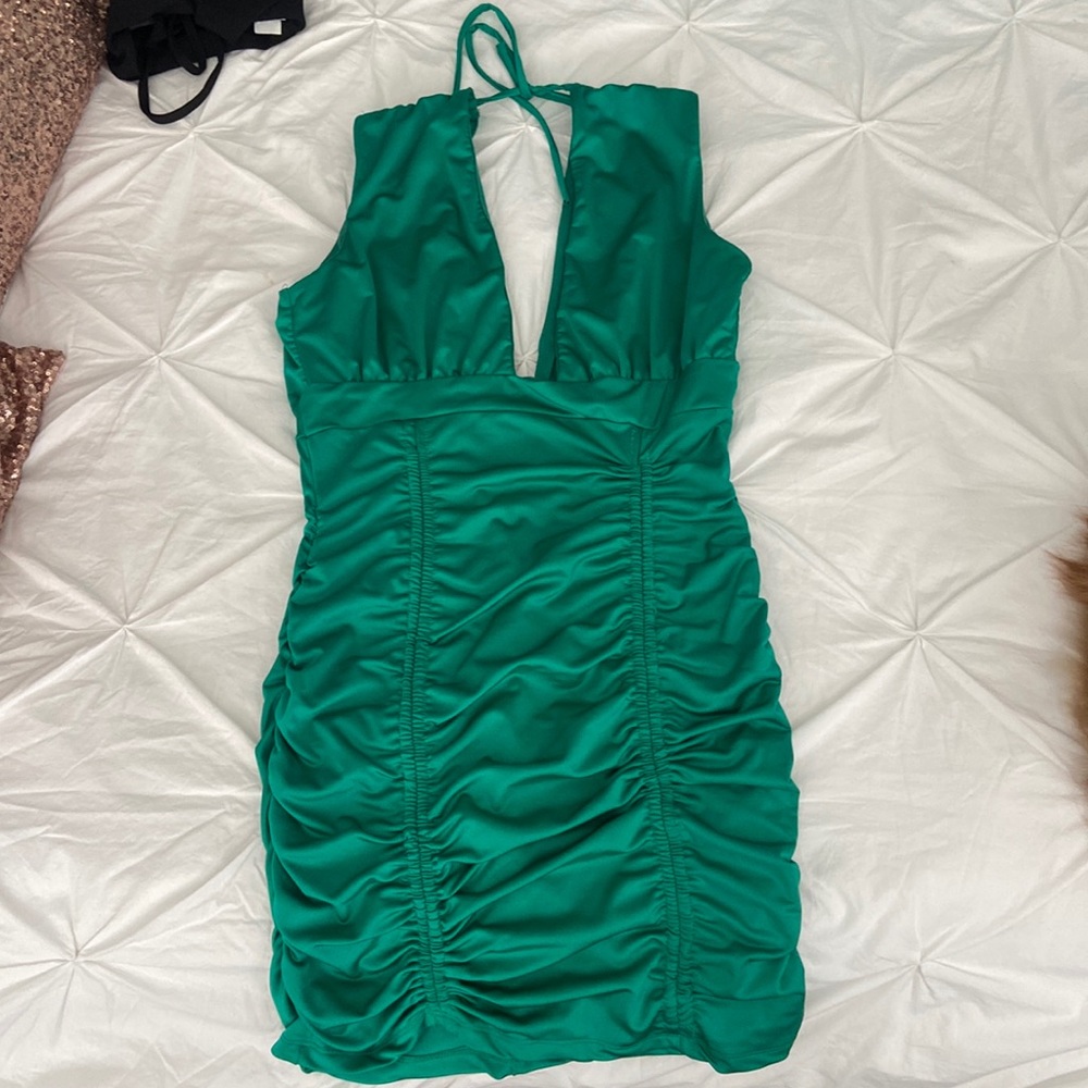 green emerald dress